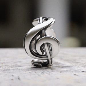 Treble Clef Ring 925 Sterling Silver Music Note Ring Handmade Musical Jewelry Statement Ring Musician Gift