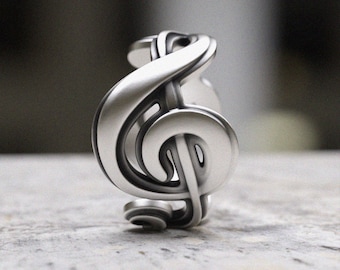 Treble Clef Ring 925 Sterling Silver Music Note Ring Handmade Musical Jewelry Statement Ring Musician Gift