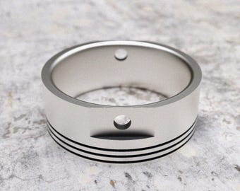 Unique Piston Engine Ring, Sterling Silver Mechanic Ring, Car Enthusiast Jewelry, 925 Silver Piston Ring, Men's Automotive Band