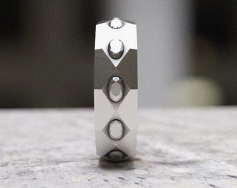 Geometric Ring Sterling Silver - 925 Silver Modern Band Ring Handmade Contemporary Jewelry Minimalist Ring Gift For Him