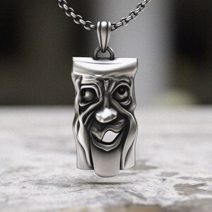 Comedy Mask Pendant Necklace 925 Sterling Silver | Theater Drama Jewelry | Handcrafted Acting Charm | Polished Silver Face | Drama Gift