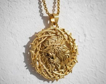 Crown of Thorns Jesus Pendant 925 Sterling Silver 14K Gold Vermeil Christian Necklace Religious Jewelry Gift for Him