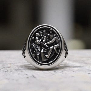 Military Ring Sterling Silver - 925 Silver Soldier Ring Handmade Army Ring Mens Statement Ring Patriotic Jewelry Gift
