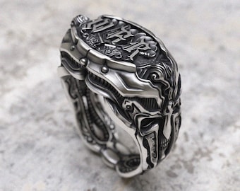 War Ring, 925 Sterling Silver, Gothic Warrior Ring, Handcrafted Medieval Battle Ring, Skull Design Statement Ring, History Inspired Gift
