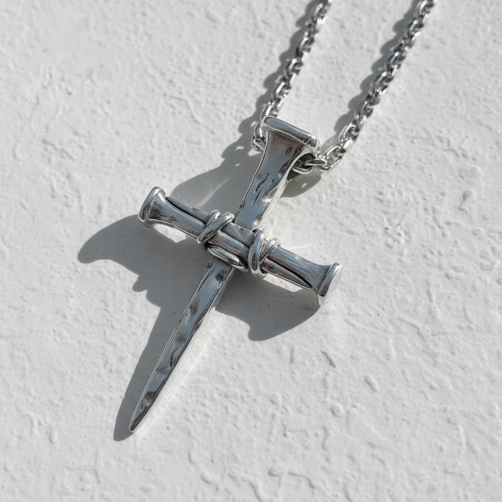 Pendentif Croix épais En Argent Sterling 925 - Collier Long 26mm - Neuf Avec Boîte & Pochette