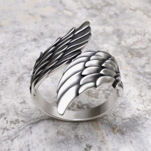 Wing Ring, 925 Sterling Silver, Angel Wing Statement Ring, Handcrafted Spiritual Ring, Feather Design Jewelry, Celestial Gift, Boho Ring