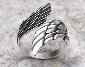Wing Ring, 925 Sterling Silver, Angel Wing Statement Ring, Handcrafted Spiritual Ring, Feather Design Jewelry, Celestial Gift, Boho Ring
