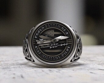 Sterling Silver Pilot Ring, WWII USAF Winged Shield, Adjustable