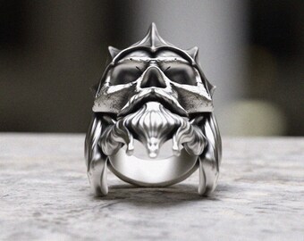 Anello Con Teschio Gotico In Argento 925 Per Biker Regalo Anello Con Teschio Gotico In Argento 925 Per Biker Regalo