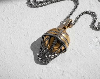 Basketball Pendant 925 Sterling Silver Gold Vermeil Two Tone Sport Jewelry Athlete Gift Necklace