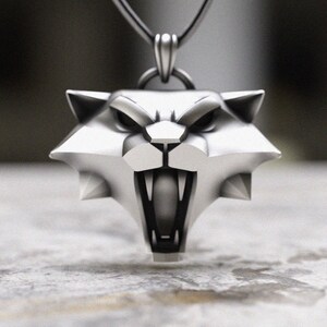 Wild Cat Pendant 925 Sterling Silver, Modern Geometric Tiger Necklace, Minimalist Animal Jewelry, Abstract Gift Men Women
