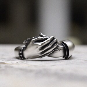 Praying Hands Ring 925 Sterling Silver Unity Band, Handcrafted Faith Symbol Ring, Spiritual Prayer Jewelry, Religious Band Gift