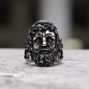 Zeus Ring 925 Sterling Silver | Greek God Statement Ring | Handcrafted Ancient Mythology Jewelry | Roman Classical Gift for Him