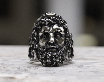 Zeus Ring 925 Sterling Silver | Greek God Statement Ring | Handcrafted Ancient Mythology Jewelry | Roman Classical Gift for Him