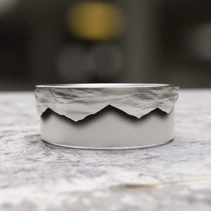 Mountain Range Ring - 925 Sterling Silver Nature Band Ring - Handmade Landscape Wedding Band Adventure Jewelry Gift for Hikers