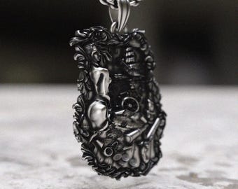 925スターリングシルバー 古代デザイン ネックレス 925スターリングシルバーネックレス、キャプテン・デスデザイン、海賊