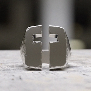 Cross Ring 925 Sterling Silver | Christian Faith Statement Ring | Handcrafted Religious Jewelry | Crusader Shield Gift for Him Her