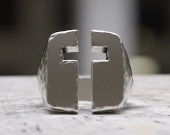 Cross Ring 925 Sterling Silver | Christian Faith Statement Ring | Handcrafted Religious Jewelry | Crusader Shield Gift for Him Her