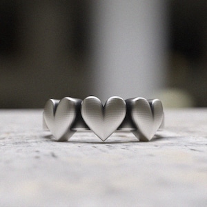 Heart Ring - 925 Sterling Silver Multiple Hearts Ring - Romantic Love Heart Statement Ring - Handcrafted Valentine Jewelry