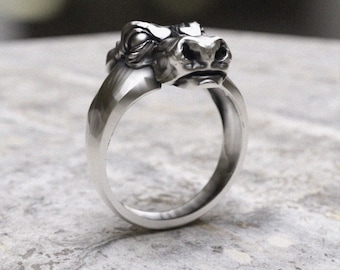 Dragon Head Ring 925 Sterling Silver, Medieval Fantasy Dragon Ring, Handcrafted Mythical Creature Statement Ring, Gothic Silver Jewelry Gift