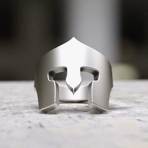 Spartan Helmet Ring - 925 Sterling Silver Warrior Helmet Band Ring - Ancient Greek Military Ring for Men
