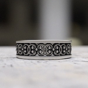 Celtic Ring Sterling Silver - 925 Silver Knot Pattern Band Ring Handmade Traditional Irish Jewelry Wedding Ring Gift For Him