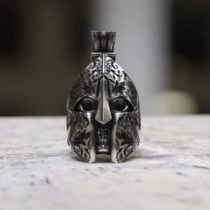 Spartan Helmet Ring | 925 Sterling Silver Warrior Ring | Men's Greek Roman Armor Ring | Ancient Mythology Jewelry | Gift for Him