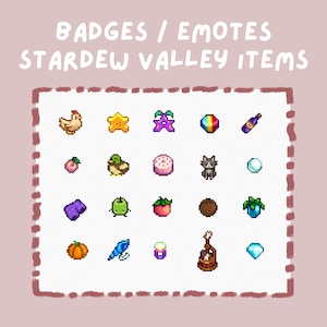 Stardew Valley Items Pixel Art Star Fruit, Stardrop, Prismatic Shard, Junimo Cute & Kawaii Emotes - Badges -Twitch - Kick - Discord - Stream