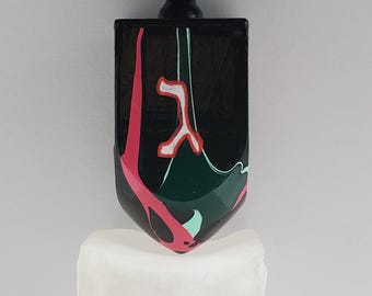 Hanukkah Wooden Dreidel Acrylic Fluid Painted 18