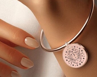 Zodiac Constellation Bracelet • Astrology Jewelry • Engraved Bangle Gift for Pisces Aries Taurus Gemini Leo Virgo Libra Cancer Aquarius