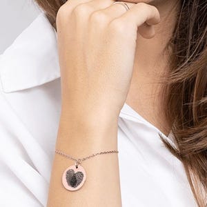Actual Fingerprint Charm Bracelet • For Her • Customized Jewelry Gift for New Mom, Grandma, Wife, Girlfriend, GF, Fiancee, Grandmom, Nana