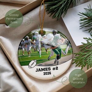 Football Ornament Personalized, Photo Football Ornament, Personalized American Football Keepsake for Boys Girls Athlete, Sport Ornament 2026 2