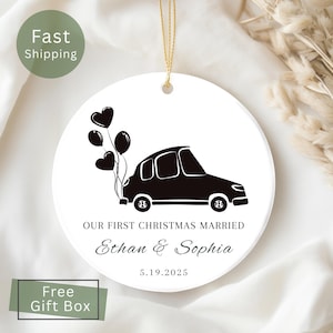 Custom First Christmas Married Ornament, Our First Christmas As Mr And Mrs Christmas Ornament, Newlywed 2025 Personalized Wedding Gift Box