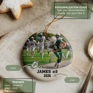 Football Ornament Personalized, Photo Football Ornament, Personalized American Football Keepsake for Boys Girls Athlete, Sport Ornament 2026 image 5