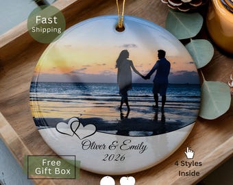 Personalized Couple Photo Ornament, Custom New Couples Gift, Custom Photo Ornament, for Couples Keepsakes, Name Photo Ornament With Picture