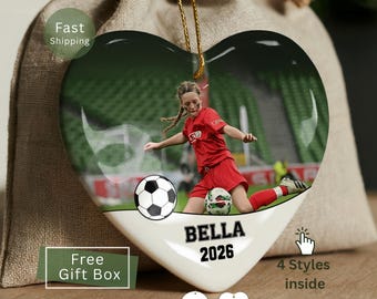 Custom Photo Soccer Christmas Ornament, Personalized Soccer Ornament 2026, Soccer Player Ornament Custom Name, Soccer Son Holiday Present