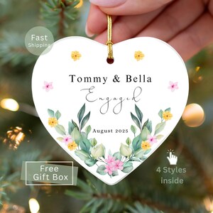 Engagement Ornament Personalized Gift, Christmas Ornament for Newly Engaged Couple,  Christmas Engaged Xmas Gift for Newly Engaged Couples