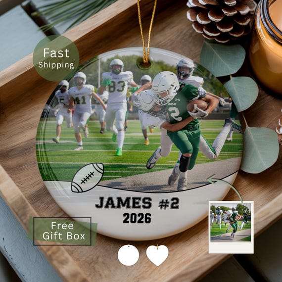 Football Ornament Personalized, Photo Football Ornament, Personalized American Football Keepsake for Boys Girls Athlete, Sport Ornament 2026