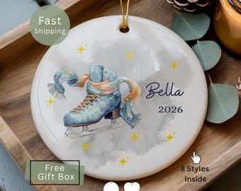 Personalized Ice Skating Christmas Ornament, Figure Skater Christmas Gifts, Girl Ice Skating Lover Present, Girl Figure Skater Coach Present