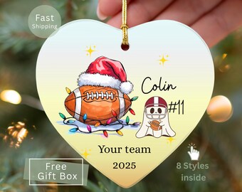 Football Ornament Personalized, Football Christmas Ornament, Player Name, Football Team Christmas Gifts, High School Football Team Keepsakes