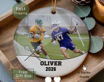 Personalized Lacrosse Photo Christmas Ornament, Custom Lacrosse Players Holiday Keepsake, Lacrosse Christmas Gifts, for Lacrosse Coach 2026