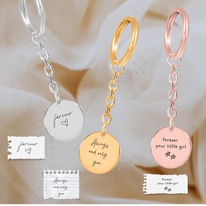 Custom Engraved Handwriting Keychain • Personalized Signature Memorial Keepsake Gift for Her Him  • Customized Grandma Present Quote Dainty