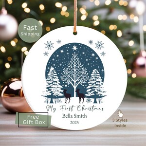New Baby Boy First Christmas Ornament, Deer Themed Christmas Gift for Baby Girl, Boys Nature First Christmas Ornament, Baby Winter Ornament