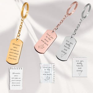 Engraved Actual Handwriting Keychain • Custom Quote Keychain • Memorial Gift • Personalized Gift for Him • Customized Present for Dad Papa