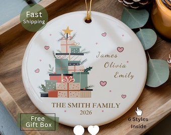 Family Tree Ornament, 2026 Personalized Family Ornament With Names, Christmas Tree Name Ornament, Custom Family Name Christmas Keepsake