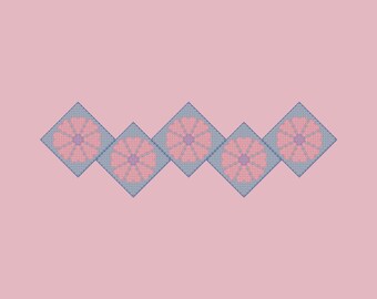 Purple and Pink Floral Border Cross Stitch Pattern PDF Digital Download