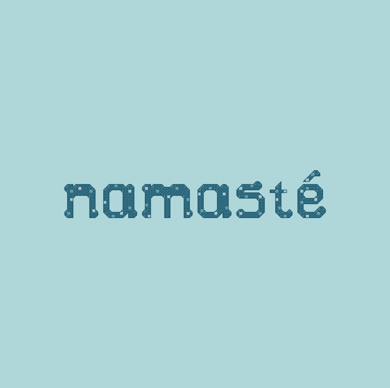 Teal Namaste Cross Stitch Pattern PDF Digital Download image 3