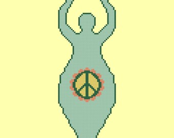 Peace Goddess Easy Cross Stitch Pattern PDF Digital Download