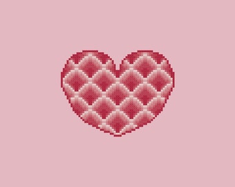 Pink Heart Cross Stitch Pattern PDF Digital Download