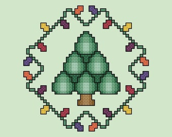 Christmas Tree Quilt Square Cross Stitch Pattern PDF Digital Download